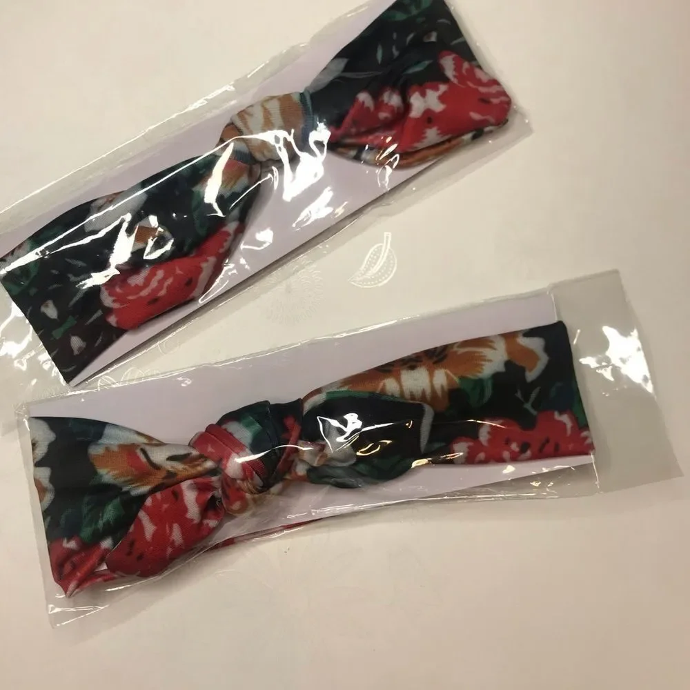 BABY Girls Tie Knot Black Floral Print Headband